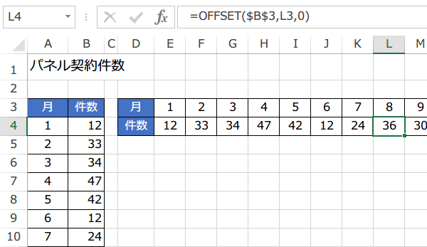 OFFSET関数の使い方4