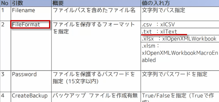 シートをタブ区切りのテキストで保存4
